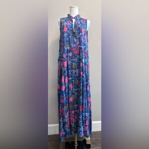 MAEVE Anthropologie Floral Blue and Pink Maxi Dress NWOT